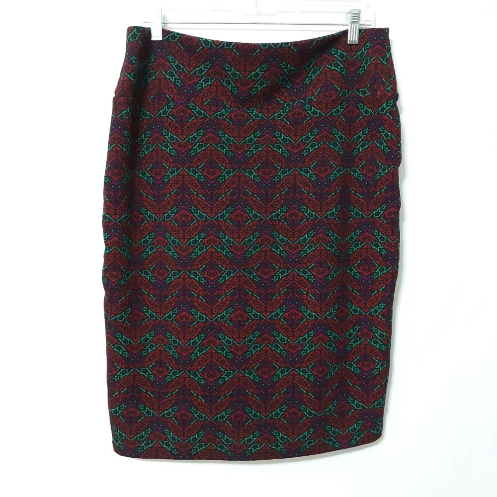 LulaRoe Cassie pencil skirt stretchy XL red green